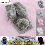 SYCASE For Samsung J3 J5 J7 2017 Pro J7Max J6 J2Pro 2018 Winter Cute Rabbit Furry phone case All Inclusive Drop Protection Cover