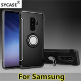 SYCASE For Samsung J3 J5 J7 Pro 2017 J8 2018 Grandprime Hybrid Silicone PC Rugged Armor with Metal Finger Ring Holder phone case