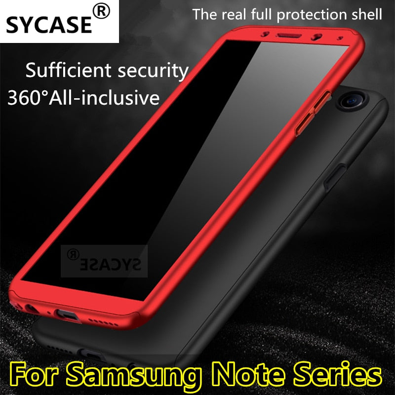 SYCASE For Samsung Note3 Note4 Note5 Note8 Note9 Luxury 360 Full Degree Cover Phone Case Shockproof Screen Protection Cover