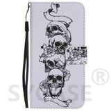 SYCASE For Samsung S3 4 5 6 S7 edge S8 S9 plus Flip Case Painted Card Wallet Stand Luxury PU Leather Painted Cartoon Phone Bag