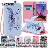 SYCASE For Samsung S3 4 5 6 S7 edge S8 S9 plus Flip Case Painted Card Wallet Stand Luxury PU Leather Painted Cartoon Phone Bag