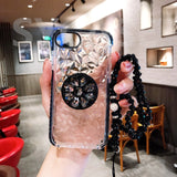 SYCASE For Samsung S7 edge S8 S9 Plus G530 case Silicone anti-fall Transparent luxury rhinestone bracket phone case
