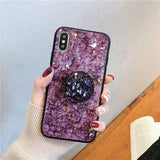 CASE For Samsung S7 edge S8 S9 S10 Plus Note 8 9 case Fashion Epoxy Green Purple Red Rhinestone stand Hair Ball soft phonecase