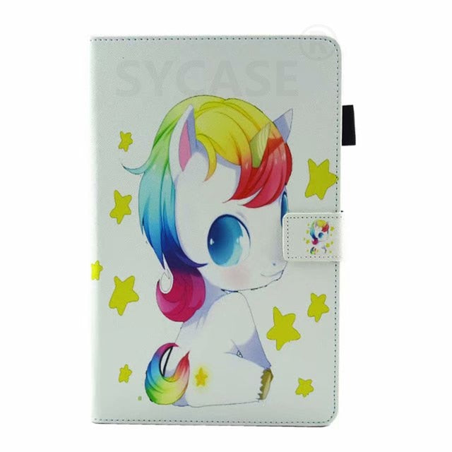 SYCASE For Samsung Tab T280 T285 Cute Cartoon Unicorn Leather Fundas Case For Samsung Galaxy Tab A 2016 7.0 Tablet Cover Case