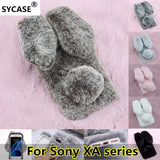 SYCASE For Sony XA XA2 XA1 ULTRA Plus Winter Cute Rabbit Furry phone case All Inclusive Drop Protection Cover Case