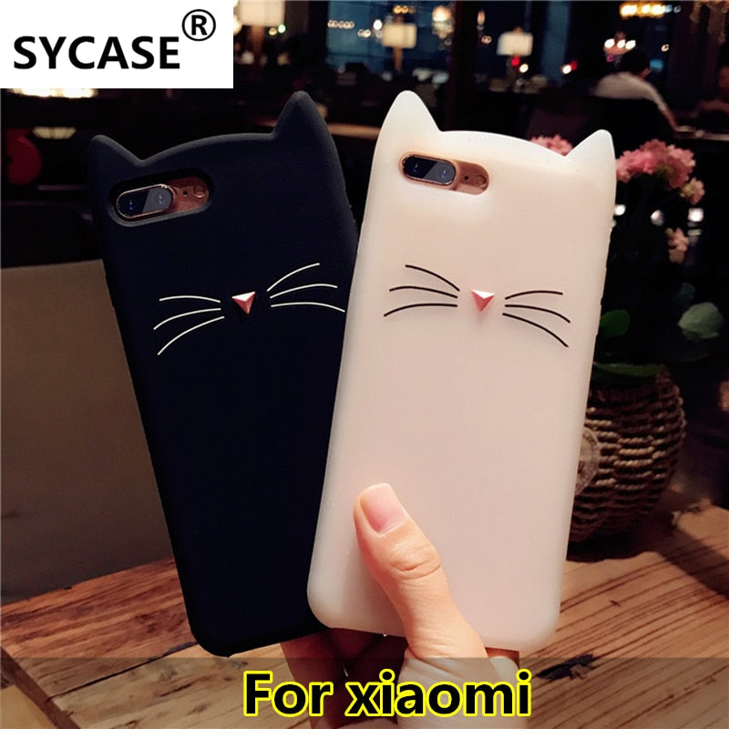 SYCASE For Xiaomi 4 5 6 5X 5S Max 2 Redmi 4X 4A Note 3 4 4X 5A Beard Cat Ear Soft Silicone Mobile Phone Case