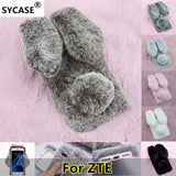 SYCASE For ZTE A512 Z981 V8 Winter Cute Rabbit Furry phone case All Inclusive Drop Protection Cover Case For girl case