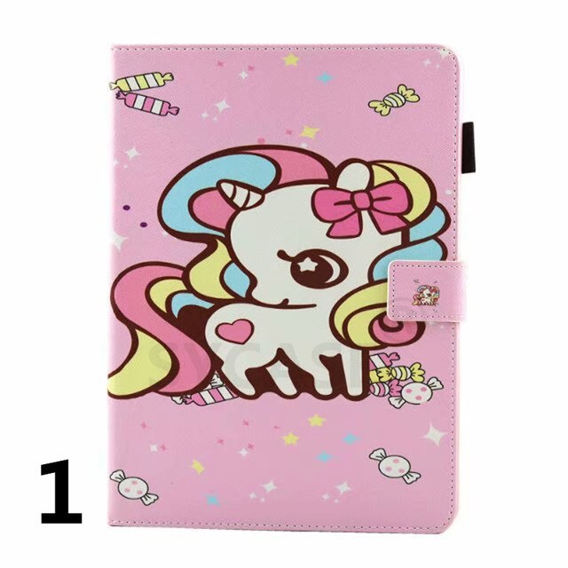 SYCASE For iPad 6 Air2 Case Cartoon Unicorn Cover For iPad 5 Air Case Multi-Function Painted Flamingo Cat All-Inclusive Cover