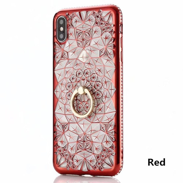 SYCASE For iPhone 5 5S SE 6 6S 7 8 Plus X XR Xs Max Case Luxury Soft TPU Women's Fashion Bling Crystal Diamond Flower phone case