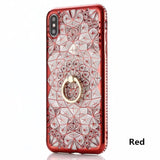 SYCASE For iPhone 5 5S SE 6 6S 7 8 Plus X XR Xs Max Case Luxury Soft TPU Women's Fashion Bling Crystal Diamond Flower phone case