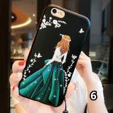 SYCASE For iPhone X XR XS Max New Red Painted Embossed with Diamond Phone Shell Female Model Back Goddess case