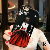 SYCASE For iPhone X XR XS Max New Red Painted Embossed with Diamond Phone Shell Female Model Back Goddess case