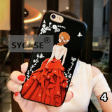 SYCASE For iPhone X XR XS Max New Red Painted Embossed with Diamond Phone Shell Female Model Back Goddess case