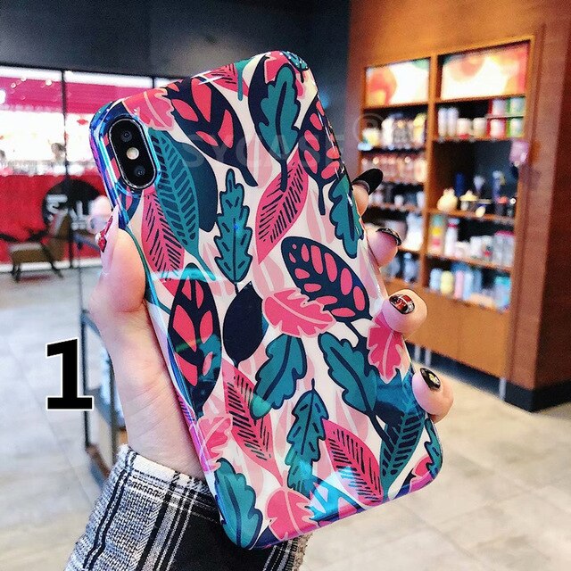 SYCASE For iPhone X XR XS Max luxury Blue flower Floral shell For iPhone 6 6S Plus 7 8 Plus All-inclusive Drop protection cover