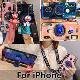 SYCASE For iPhone X Xr Xs Max Blu-ray retro camera soft case For iPhone 6 6s Plus 7 8 Plus doll bracket protective Cover lanyard
