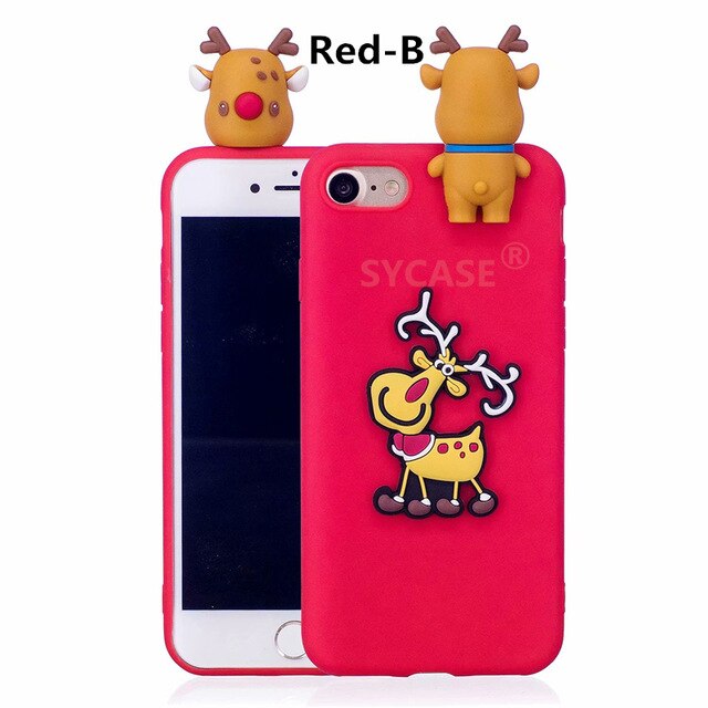 SYCASE For iPhone X Xs XR XS Max 6 Plus Christmas Gift TPU Shell For iPhone 5 5S 6s Plus 7 8 Plus Santa Claus Elk Silicone Case
