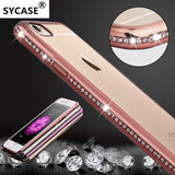SYCASE For iphone 5 5S 6 S 7 plus Luxury Rhinestone Frame Clean TPU Phone Case Crystal Diamond Fashion cover For iphone X 8 plus