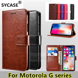 SYCASE For motorola G4 G5 G5s G6 Plus Play Business Crazy Horse Grain Wallet Phone Case Protector Flip Leather Case Cover