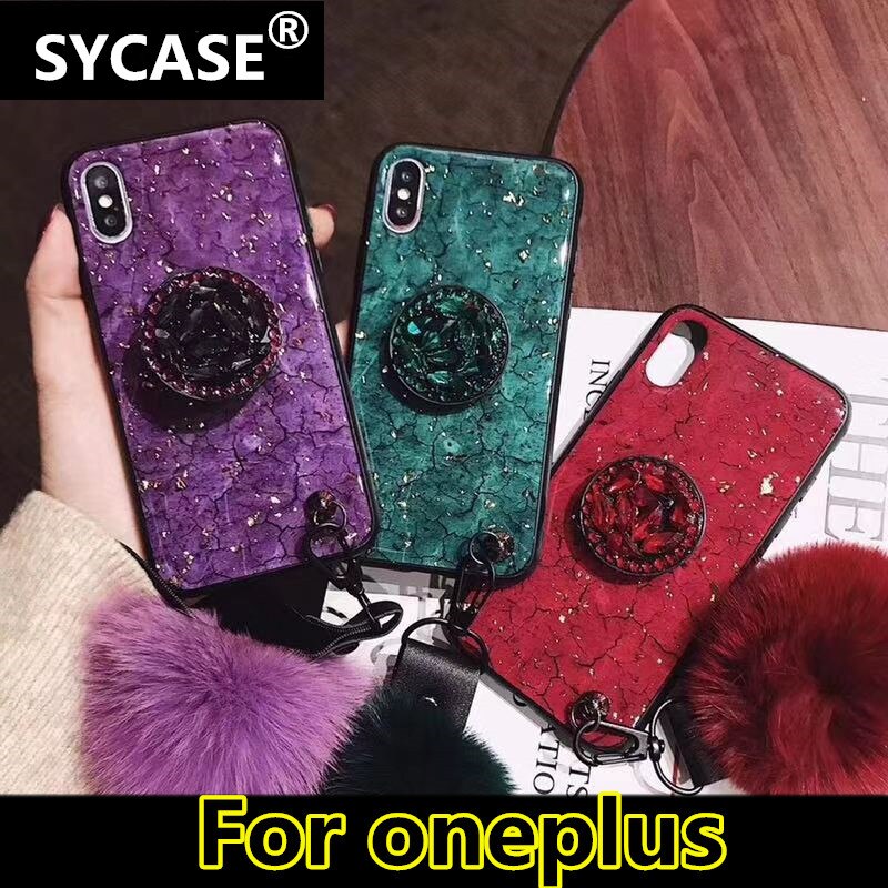 SYCASE For oneplus 7 Pro Luxury Epoxy Green Purple phone case For oneplus 7 Case Hair Ball Soft Cover