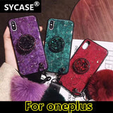 SYCASE For oneplus 7 Pro Luxury Epoxy Green Purple phone case For oneplus 7 Case Hair Ball Soft Cover