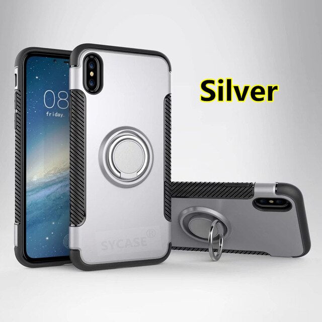 SYCASE For xiaomi Redmi 4A 4X Note4 X 4 prime 5 Plus 3S Hybrid Silicone PC Rugged Armor with Metal Finger Ring Holder phone case