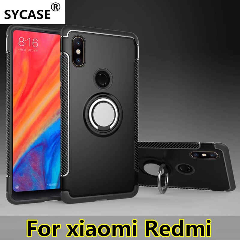 SYCASE For xiaomi Redmi 4A 4X Note4 X 4 prime 5 Plus 3S Hybrid Silicone PC Rugged Armor with Metal Finger Ring Holder phone case