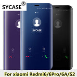 SYCASE For xiaomi Redmi 6 6Pro 6A Luxury Mirror Clear View Smart Case For Redmi S2 Intelligent Sleep Protective Flip Case