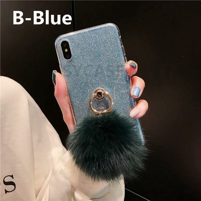SYCASE Glitter Paper Ring Bracket Case For LG G3 G4 G5 G6 G7 for LG V7 V9 V10 V20 V30 V30 V40 case Hairball leopard bow Cover