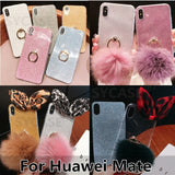 SYCASE Glitter Ring Bracket shell For Huawei Mate 8 9 Pro Mate 10 20 Lite Mate20Pro Mate7 case hairball leopard bowknot Cover Ms