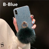 SYCASE Glitter Ring Bracket shell For Redmi Note 2 3 Note 4X 4 Note 5A case hairball leopard bowknot Cover For Redmi Note 5Pro 6