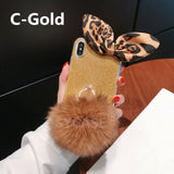 SYCASE Glitter Ring Bracket shell For Redmi Note 2 3 Note 4X 4 Note 5A case hairball leopard bowknot Cover For Redmi Note 5Pro 6