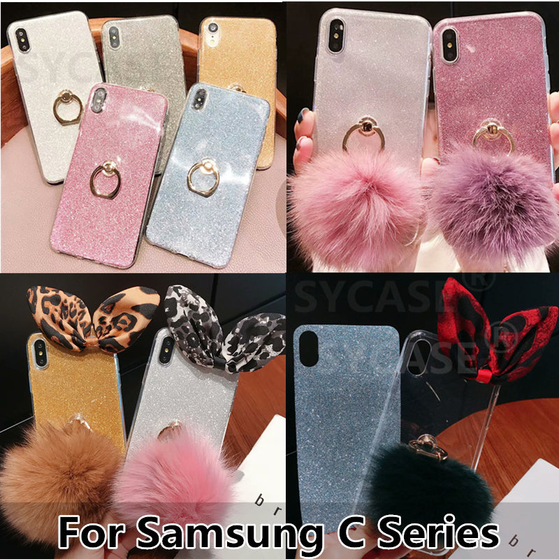 SYCASE Glitter Ring Bracket shell For Samsug Galaxy C5 C7 Pro C8 C9 Pro G355 G360 G530 ON5 ON7 hairball leopard bowknot Cover Ms