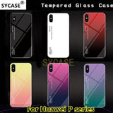 SYCASE Gradient Tempered Glass phone case For Huawei mate10 20 Lite Nova 3E 3i enjoy7S Y5 2018 case rainbow Aurora back cover
