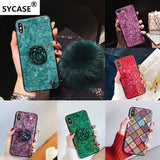 SYCASE Hot Fashion Epoxy gold foil phone case For iPhone 6 6S 7 8 Plus X XR Xs Max case shiny Diamond Bracket marbled Soft cover