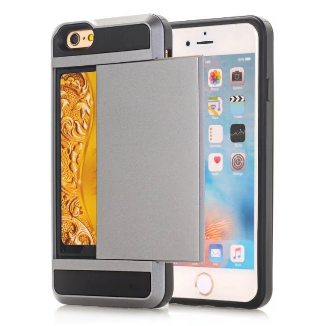 SYCASE Hybrid Case Slide Card Holder Hard Armor case For Samsung Note5 4 3 J5 J7 prime A5 A 7 2015 2016 soft sillcon frame cases