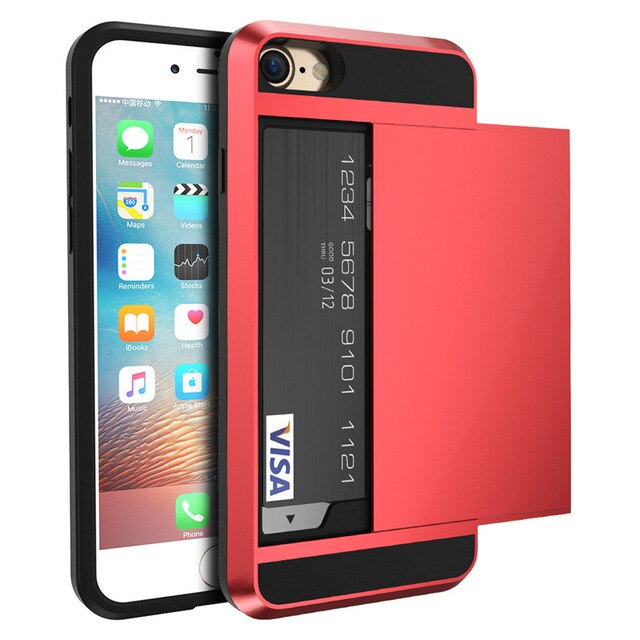 SYCASE Hybrid Case Slide Card Holder Hard Armor case For Samsung S5 S6 S7 edge S8 S9 Plus Note9 8 5 4 3 J5 J7 prime A5 A7 ect.