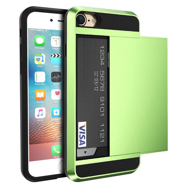 SYCASE Hybrid Slide Card Holder Hard Armor case For Samsung S6 S7 edge S8 S9 S10 Plus Lite Note 8 9 case soft sillcon frame case