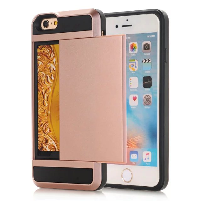 SYCASE Hybrid Slide Card Holder Hard Armor case For Samsung S6 S7 edge S8 S9 S10 Plus Lite Note 8 9 case soft sillcon frame case