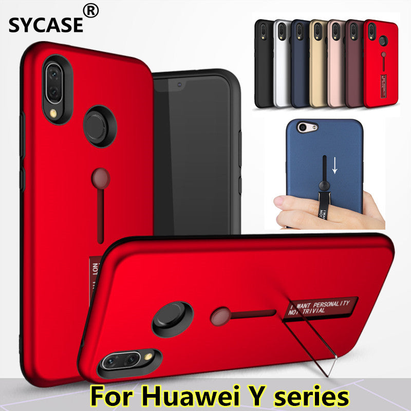 SYCASE Invisible Bracket Phone Case For Huawei Y series Y3 Y5 Y6 Y7 Y9 II Lite Prime Pro 2017 2018 case Hybrid Kickstand Cover