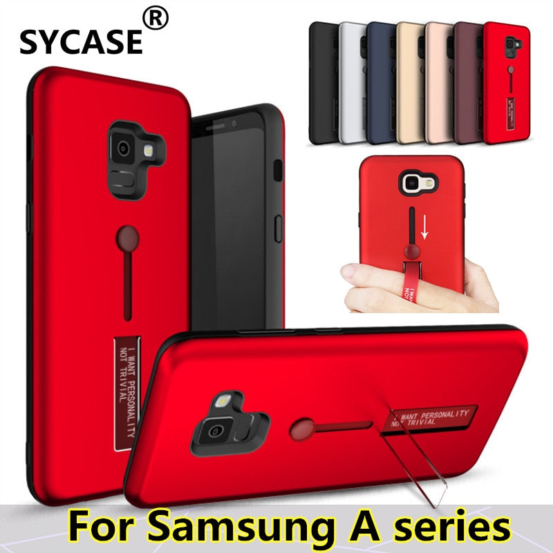 SYCASE Invisible Bracket Phone Case For Samsung A3 2016 A5 A7 2017 A8 A9 star A6 A6Plus A8Plus 2018 case Hybrid Kickstand Cover