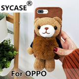 SYCASE Korea stere plush Bear mobile phone case For OPPO R9 R9S Plus R11 Plus A57 A59 A77 Cartoon Hair ball Drop protection case