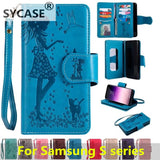 SYCASE Lady Phone case For Samsung note8 S3 S4 S5 S6 edge S7 edge S8 plus with Mirror frame 9 cards wallet flip Leather cover
