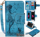 SYCASE Lady Phone case For iPhone X 5 5S SE 6 6S plus 7 plus 8 plus with Mirror frame 9 cards wallet flip Leather cover