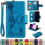 SYCASE Lady Phone case For iPhone X 5 5S SE 6 6S plus 7 plus 8 plus with Mirror frame 9 cards wallet flip Leather cover