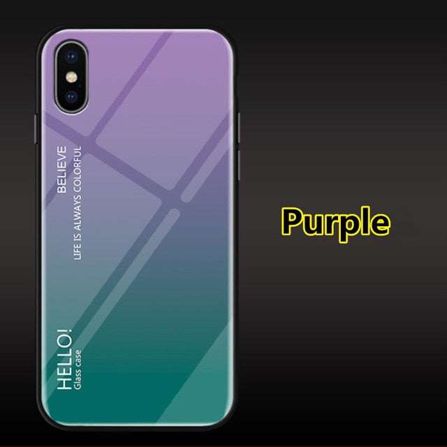 SYCASE Letter Gradient Tempered Glass phone case For Huawei Honor Note10 10Lite Play cases cute rainbow Aurora back cover shell