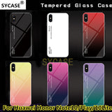 SYCASE Letter Gradient Tempered Glass phone case For Huawei Honor Note10 10Lite Play cases cute rainbow Aurora back cover shell