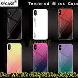 SYCASE Letter Gradient Tempered Glass phone case For Motorola G5S G6 Plus case cute rainbow Aurora back cover shell