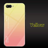 SYCASE Letter Gradient Tempered Glass phone case For OPPO R9 R11 R11S Plus case cute rainbow Aurora back cover shell