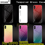 SYCASE Letter Gradient Tempered Glass phone case For OPPO R9 R11 R11S Plus case cute rainbow Aurora back cover shell