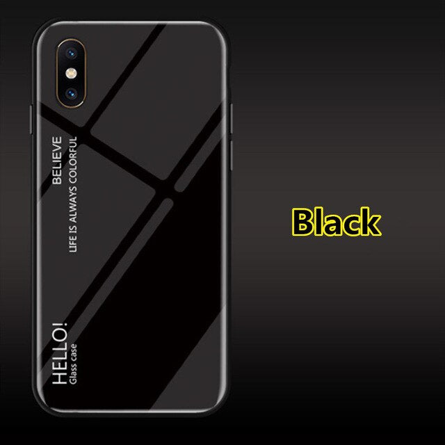 SYCASE Letter Gradient Tempered Glass phone case For Xiaomi Mix 2 2S Max 2 3 case cute rainbow Aurora back cover shell